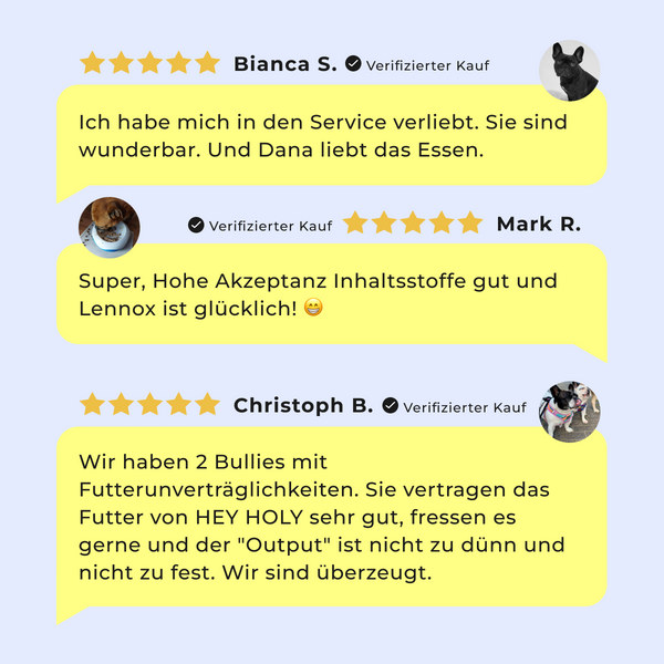 5-Sterne Kundenbewertungen für Beautiful Bulldogs Trockenfutter für Bulldoggen