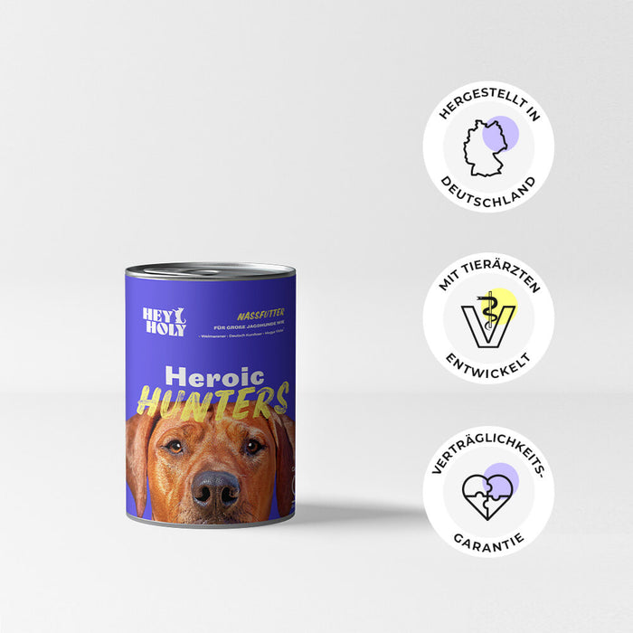 HEY HOLY Heroic Hunters Nassfutter für große Jagdhunde