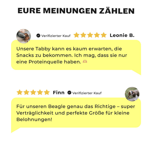 5-Sterne Kundenbewertungen für Hearty Hunters Snacks für kleine Jagdhunde
