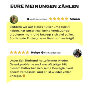 5-Sterne Kundenbewertungen für Shine-Bright Shepherds Trockenfutter für Schäferhunde