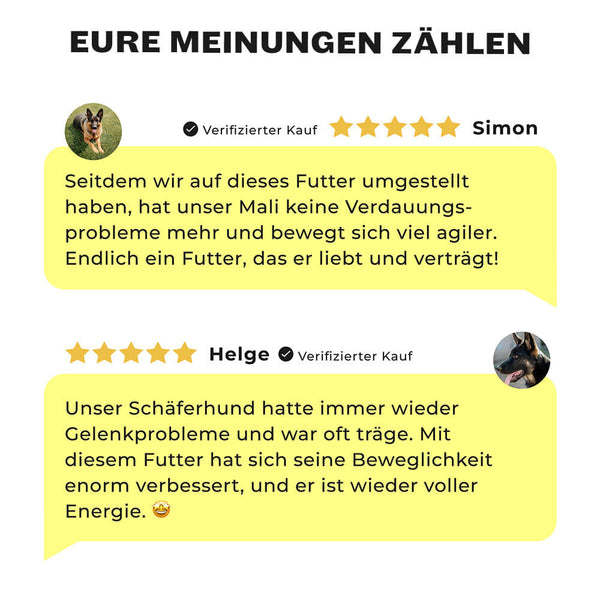 5-Sterne Kundenbewertungen für Shine-Bright Shepherds Trockenfutter für Schäferhunde